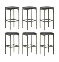 Bar Stools with Cushions 6 pcs Gray Poly Rattan