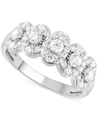 Diamond Halo Cluster Ring (1 ct. t.w.) in 14k White Gold