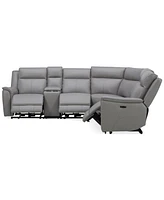 Addyson 117" 6-Pc. Leather Sectional with 3 Zero Gravity Recliners Power Headrests & 1 Console, Created for Macy's