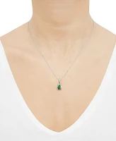 Emerald (5/8 ct. t.w.) & Diamond Accent Teardrop 18" Pendant Necklace in 10k White Gold