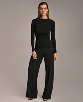 Donna Karan Women's Long Sleeve Ruched-Side Top