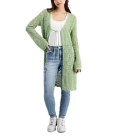 Hooked Up by Iot Juniors' Diamond Stitch Long-Sleeve Duster