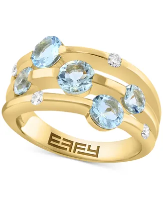 Effy Aquamarine (1-5/8 ct. t.w.) & Diamond (1/8 ct. t.w.) Ring in 14k Gold