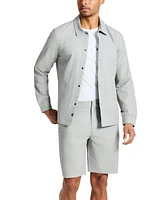 Kenneth Cole Men's 4-Way Stretch Water-Resistant Printed Seersucker Shirt Jacket