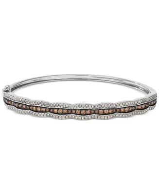 Le Vian Chocolate Diamond & Nude Scalloped Bangle Bracelet (1-7/8 ct. t.w.) 14k White Gold (Also Available Rose and Yellow Gold)