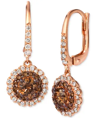 Le Vian Chocolate Diamond & Nude Diamond Flower Drop Earrings (1-1/4 ct. t.w.) in 14k Rose Gold