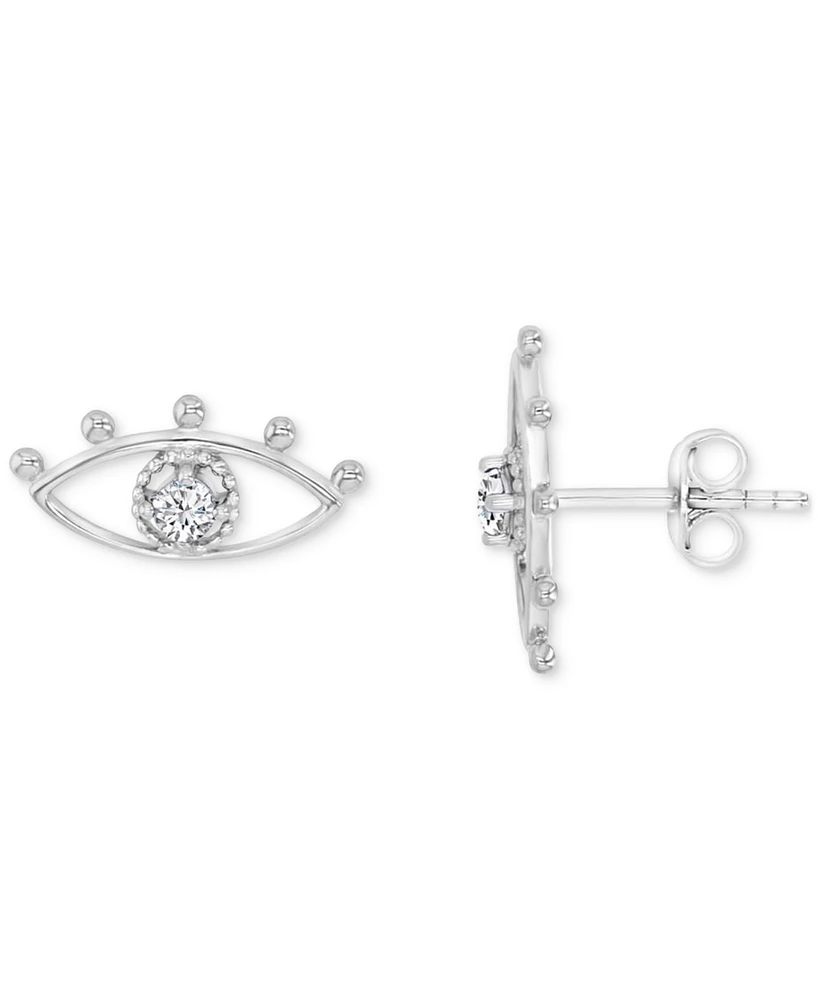 Cubic Zirconia Evil Eye Openwork Polished Stud Earrings