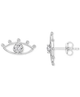 Cubic Zirconia Evil Eye Openwork Polished Stud Earrings