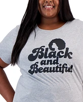 Hybrid Apparel Trendy Plus Black Beautiful Graphic T-Shirt