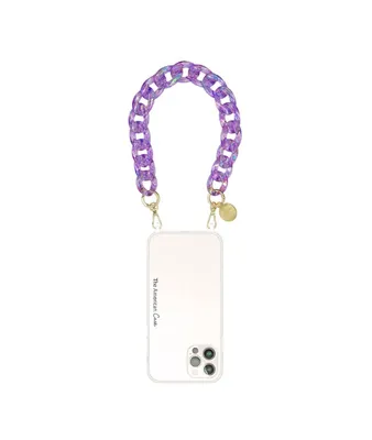 The American Case purple, ultra resistant metal and leather wristlet with golden carabiners