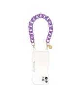 The American Case purple, ultra resistant metal and leather wristlet with golden carabiners