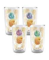 Tervis Pineapple Delight Collection Made in Usa Double Walled Insulated Tumbler Travel Cup Keeps Drinks Cold & Hot, 16oz - 4pk, Assorted