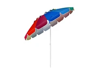 8 ft Portable Beach Umbrella with Sand Anchor and Tilt Mechanism for Garden Patio