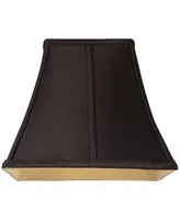 Set of 2 Square Curved Lamp Shades Bavarian Black Small 6" Top x 11" Bottom x 9.75" High Spider with Replacement Harp and Finial Fitting