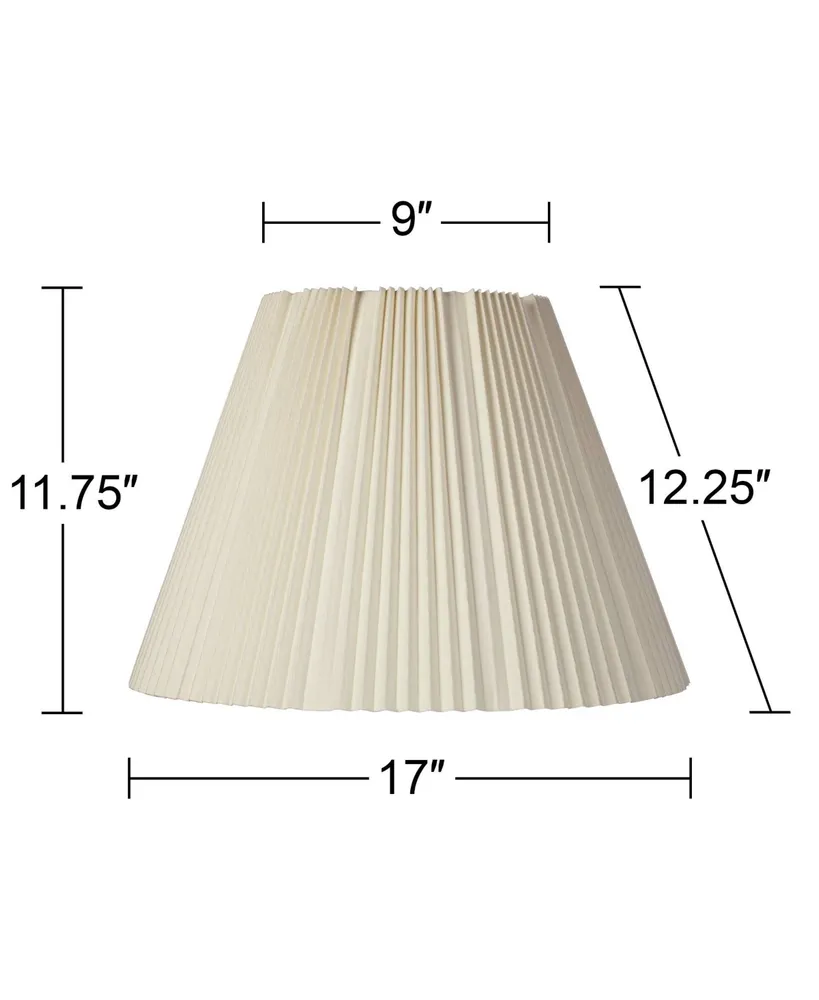 Set of 2 Hardback Empire Knife Pleated Lamp Shades Eggshell White Large 9" Top x 17" Bottom x 12.25" High Spider with Replacement Harp and Finial Fitt