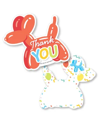 Balloon Animals - Shaped Thank You Note Cards with Envelopes - Set of 12 - Assorted Pre
