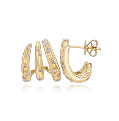 Alev Jewelry Aj by Alev Three Waves Scattered White Topaz Wrap Earrings