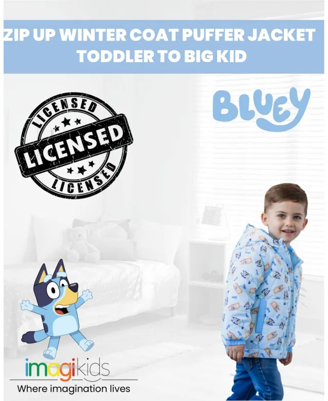 Bluey Bingo Zip Up Fashion Winter Puffer Jacket Toddler