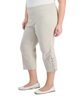 Jm Collection Plus Side Lace-Up Capri Pants, Created for Macy's