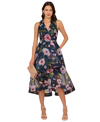 Adrianna Papell Women's Floral High-Low Organza Dress