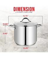 Bakken-Swiss Deluxe 20-Quart Stainless Steel Stockpot w/Tempered Glass See-Through Lid - Simmering Delicious Soups Stews & Induction Cooking