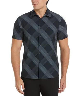 Perry Ellis Men's Slim-Fit Diagonal Plaid Short Sleeve Button-Front Shirt