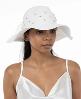 Bellissima Millinery Collection Women's Rhinestone Bow Panama Hat