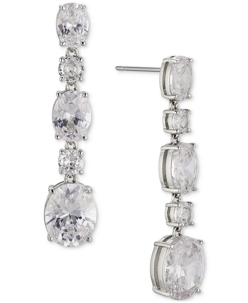 Eliot Danori Silver-Tone Cubic Zirconia Linear Drop Earrings, Created for Macy's