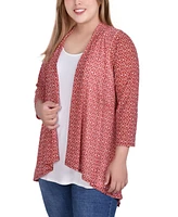 Ny Collection Plus Size 3/4 Sleeve Cardigan and Tank Top, 2 Piece Set