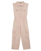 Guess Big Girls Sleeveless Slub Twill Jumpsuit