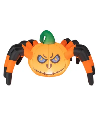 5 Ft Long Halloween Inflatable Pumpkin Spider Blow-up Decoration
