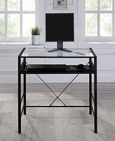 Office Star 30.25" Glass, Steel Zephyr Computer Desk