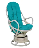 Office Star 39" Fabric, Rattan Lanai Swivel Rocker Chair