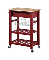 Office Star 33.75" Wood Hampton Kitchen Cart