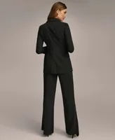 Donna Karan Tie Front Pinstripe Blazer Wide Leg Pant