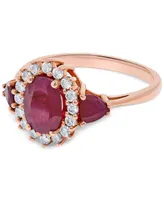 Ruby (1-9/10 ct. t.w.) & Diamond (1/3 ct. t.w.) Ring in 14k Rose Gold