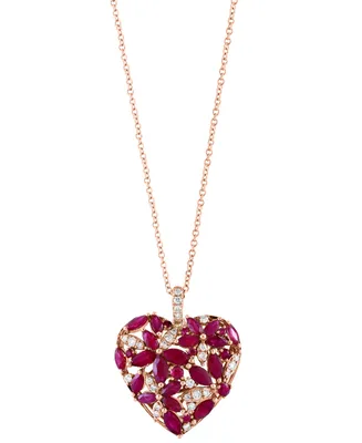 Effy Ruby (2-3/8 ct. t.w.) & Diamond (1/4 ct. t.w.) 18" Pendant Necklace in 14k Rose Gold