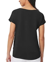 Jones New York Women's Short-Sleeve Button-Detail Top