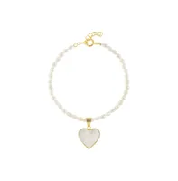 Rice Pearl Bracelet with Heart Charm