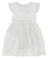 Blueberi Boulevard Little Girls Organza Embroidered Flutter Sleeve Fit-and-Flare Dress