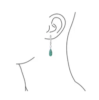 Linear Infinity Spiral Twist Teardrop Blue Turquoise Long Dangle Earrings Western Style For Women Teens .925 Sterling Silver