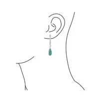 Bling Jewelry Linear Infinity Spiral Twist Teardrop Blue Natural Turquoise Long Dangle Earrings Western Style For Women Sterling Silver