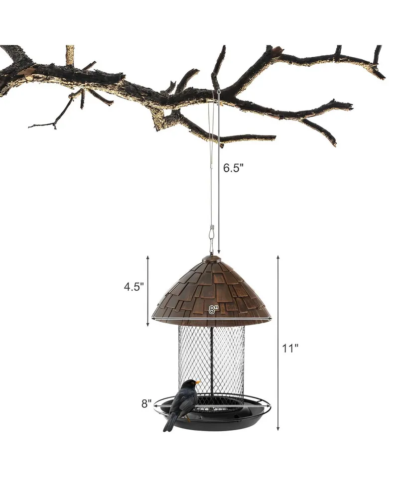 Sugift Squirrel-proof Metal Wild Bird Feeder with Perch and Drain Holes