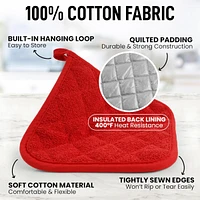 3-Pack Cotton Pot Holders for Kitchen - Heat Resistant, Machine Washable, & Comfortable Grip Oven Hot Pads