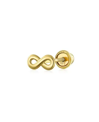 Petite Minimalist Helix Real 14K Yellow Gold Cartilage Ear Lobe Piercing Symbol Of Love Infinity Stud Earring For Women Teen Girlfriend Daith 1 Piece