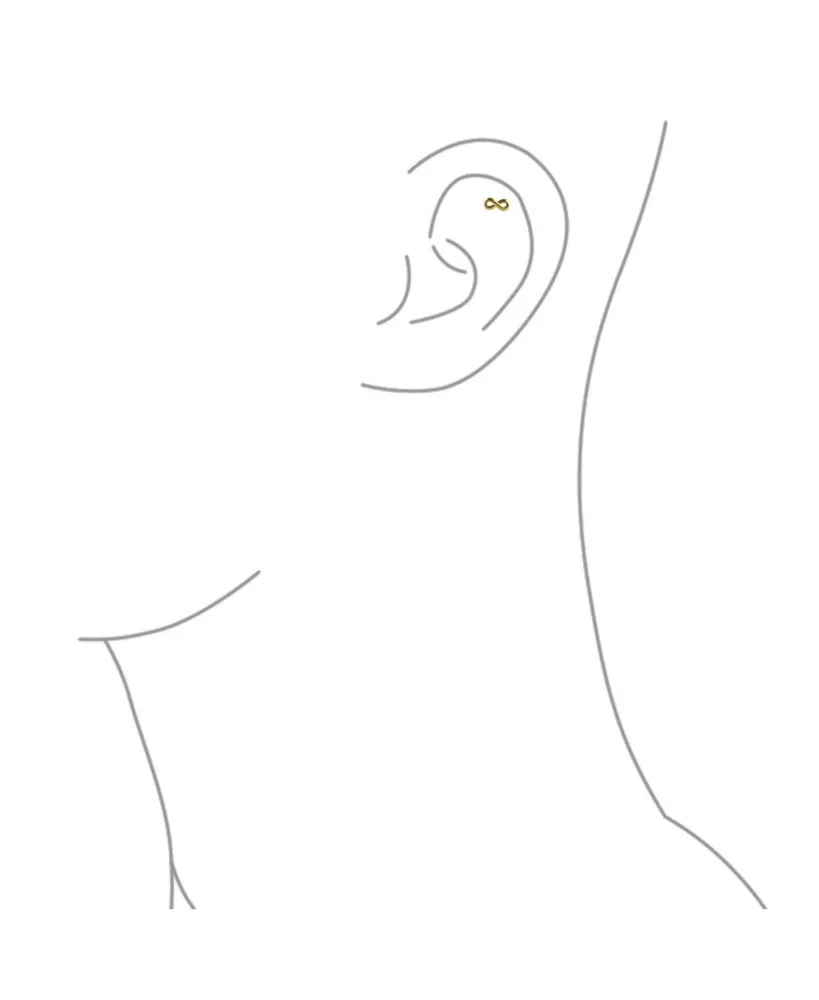 Petite Minimalist Helix Real 14K Yellow Gold Cartilage Ear Lobe Piercing Symbol Of Love Infinity Stud Earring For Women Teen Girlfriend Daith 1 Piece