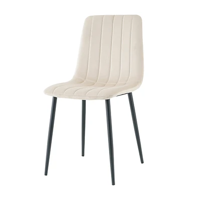 4 Modern Velvet Dining Chairs with Black Metal Legs