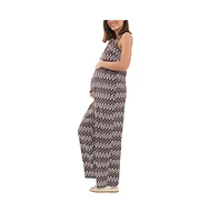 Ripe Maternity Grace V-Neck Jumpsuit Chocolate/White