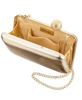 Nina Metallic Minaudiere Handbag with Crystal Clasp