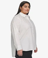Karl Lagerfeld Paris Plus Imitation Pearl Blouse, First@Macy's